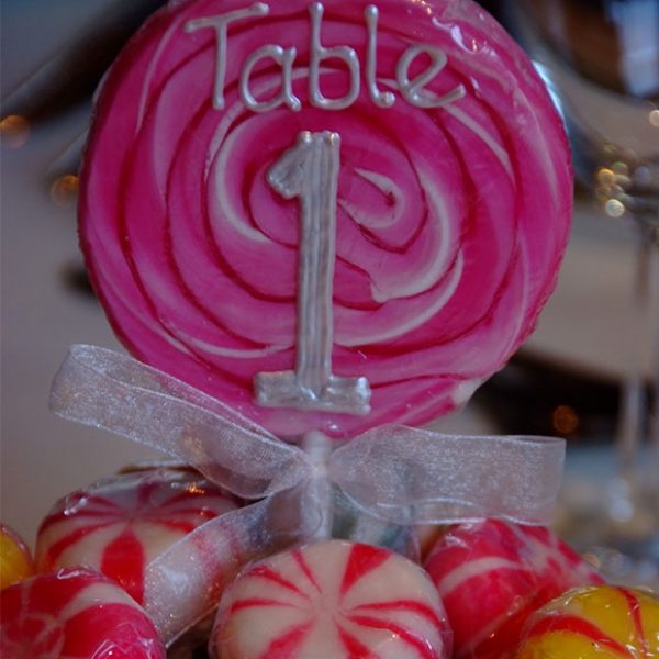 Lolly used as a table number – wedding barns Essex