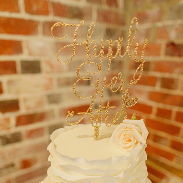 Sparkly happily ever after wedding cake topper