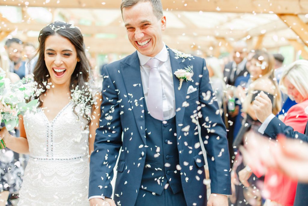 brideandgroomconfettithrow Gaynes Park