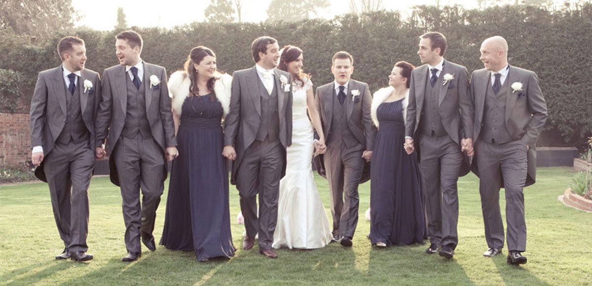 Bride and groom with their bridesmaids and groomsmen