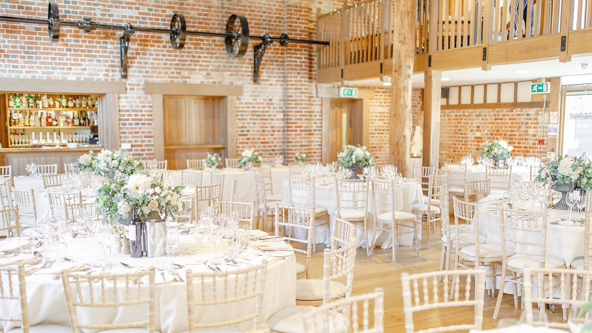 Mill Barn White Wedding Flowers Gaynes Park