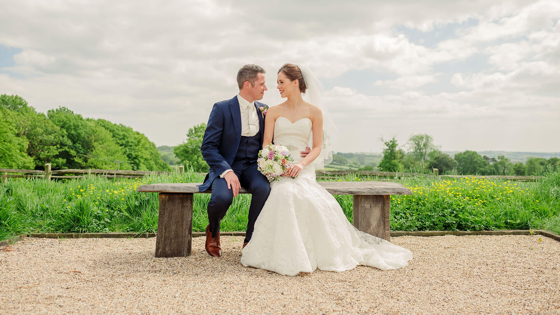 A happy couple share a moment together at this gorgeous country wedding venue in Essex