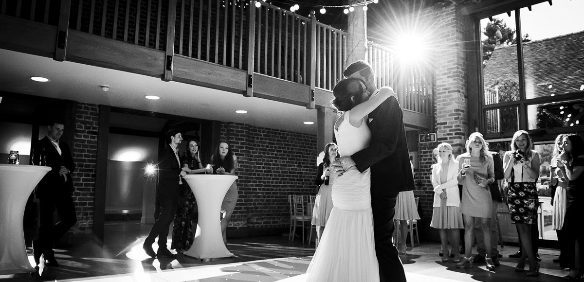 Bride and groom enjoy their first dance