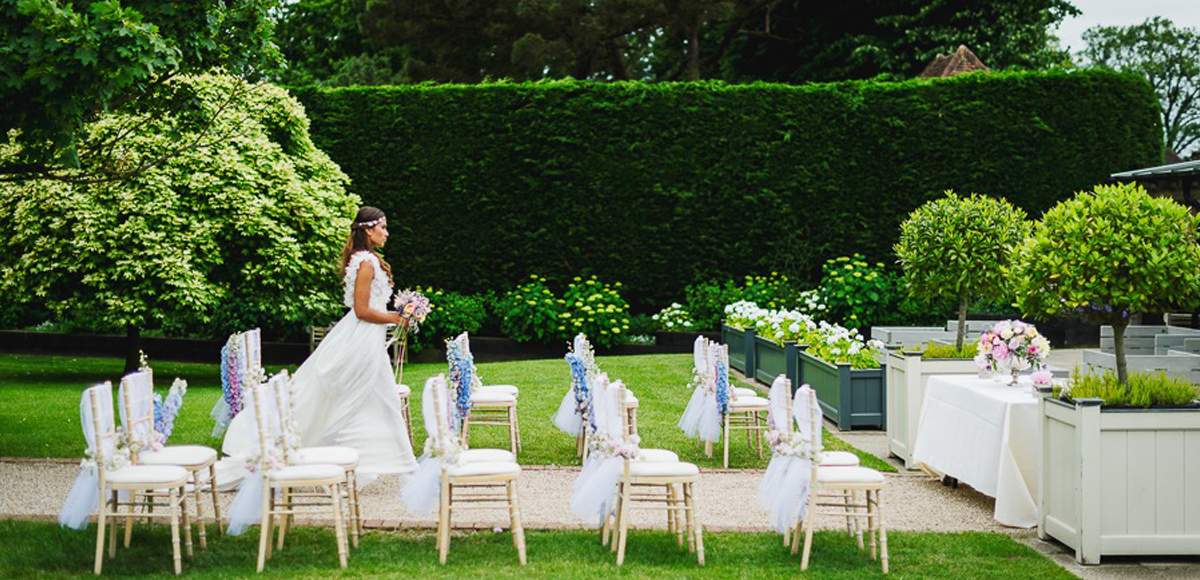 Bride Walks Wedding Aisle Outside Wedding Wedding Venues Essex