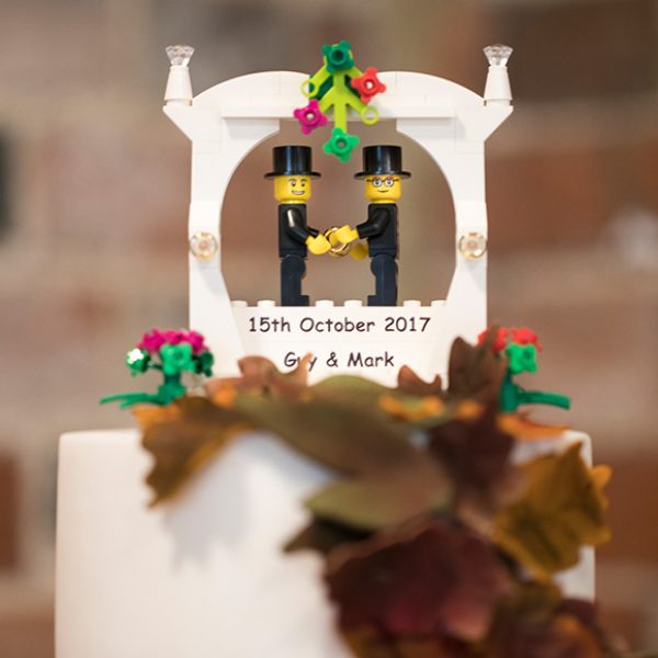 The couple’s love of Lego was evident throughout their wedding and was also a cake topper on their wedding cake