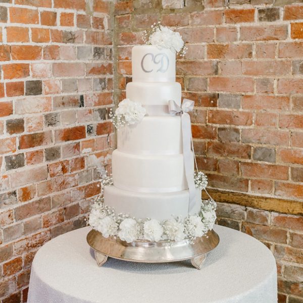 Wedding cake with lilac detail