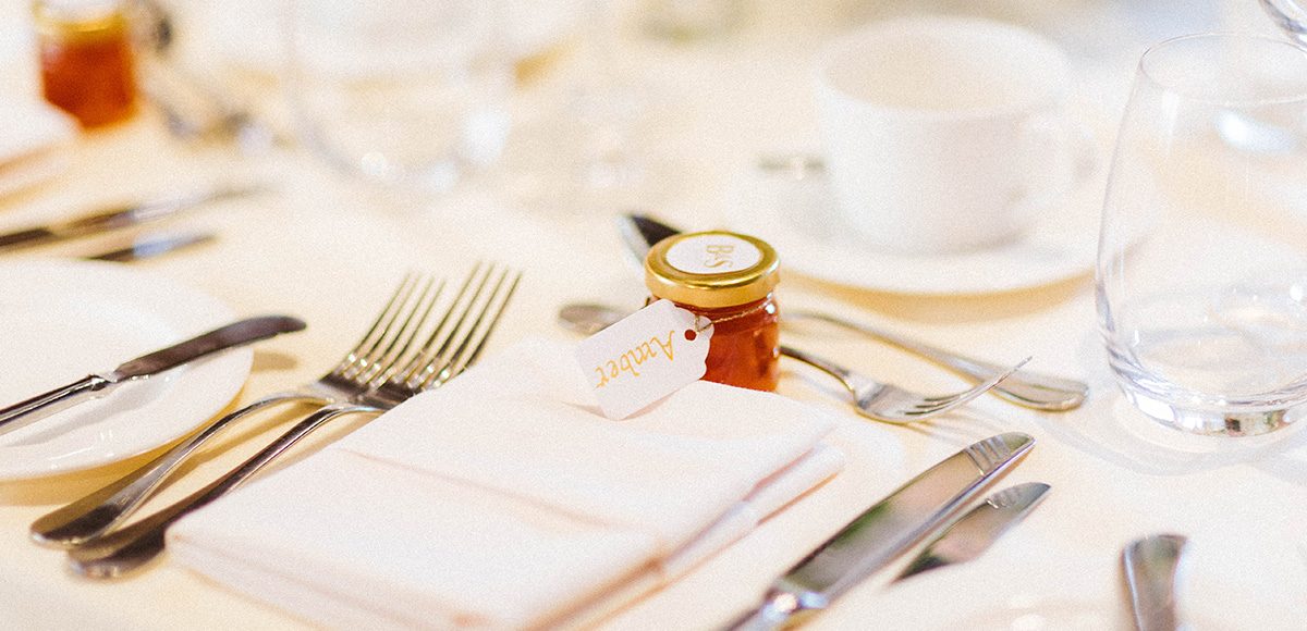 At Gaynes Park a couple gave guests homemade jam as a rustic wedding favour