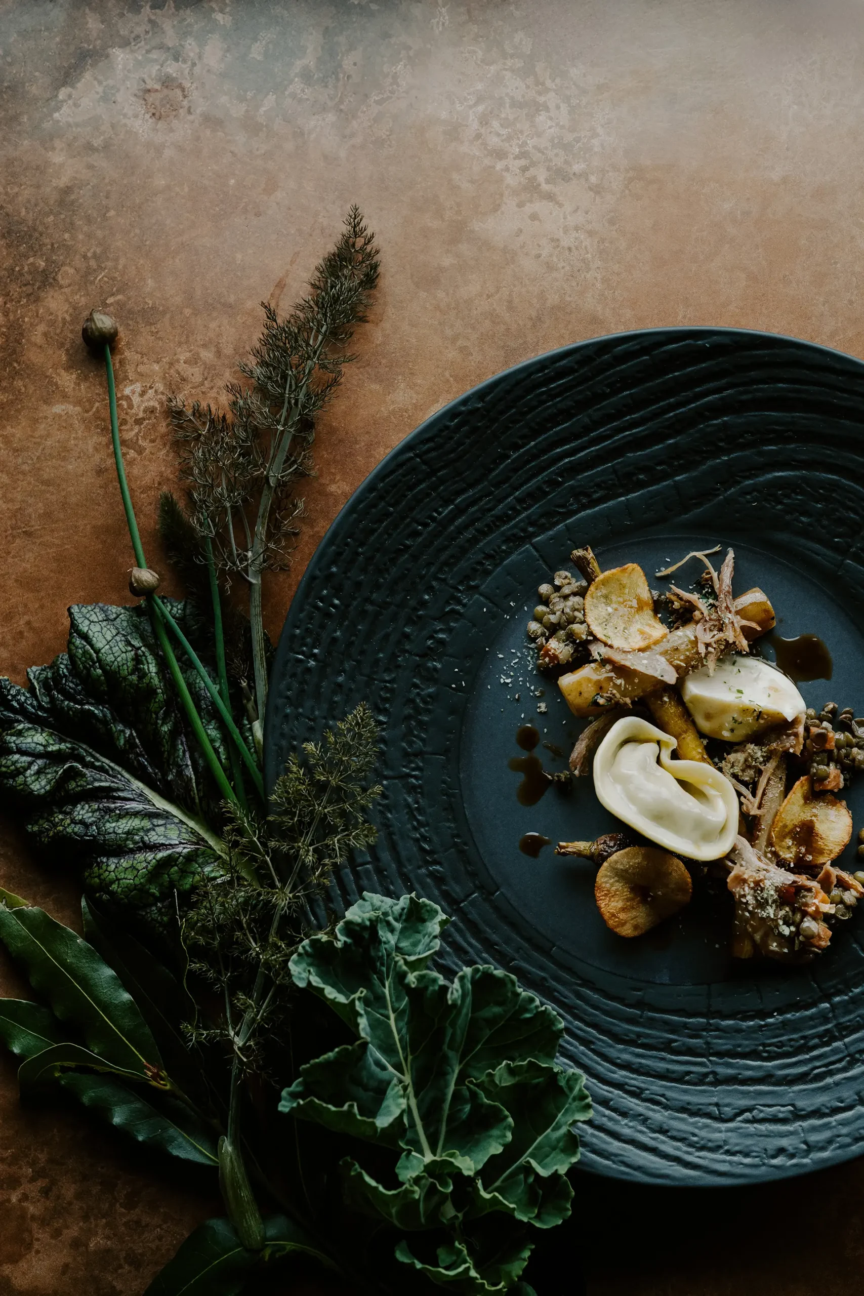 food & drink starters wild mushroom tortellini portrait winter
